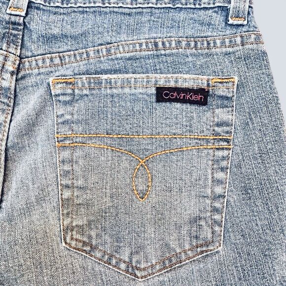 Calvin Klein Jean Denim Short Shorts Cut Off Size 5 Mid Rise 30" Y2K Distressed - Picture 4 of 8